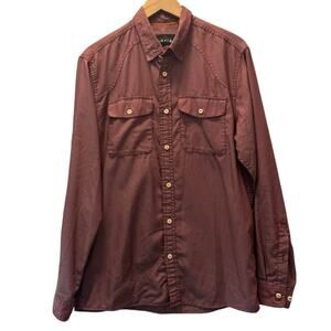 Orvis Trout Bum Men's Burgundy Long Sleeve Casual Button Up Shirt Size Medium